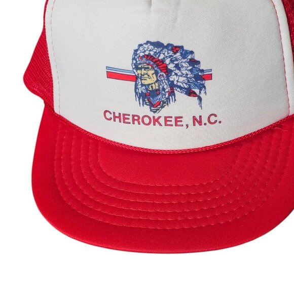 VTG Cherokee North Carolina Red Foam Mesh Trucker Rope Hat Snapback Cap 80s 90s - Picture 3 of 10